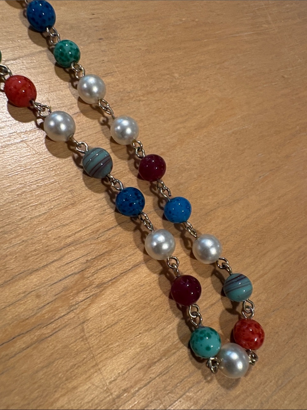 Multicolor Beaded Pearl Accent Necklace - Women's Jewelry - Picture 2 of 4